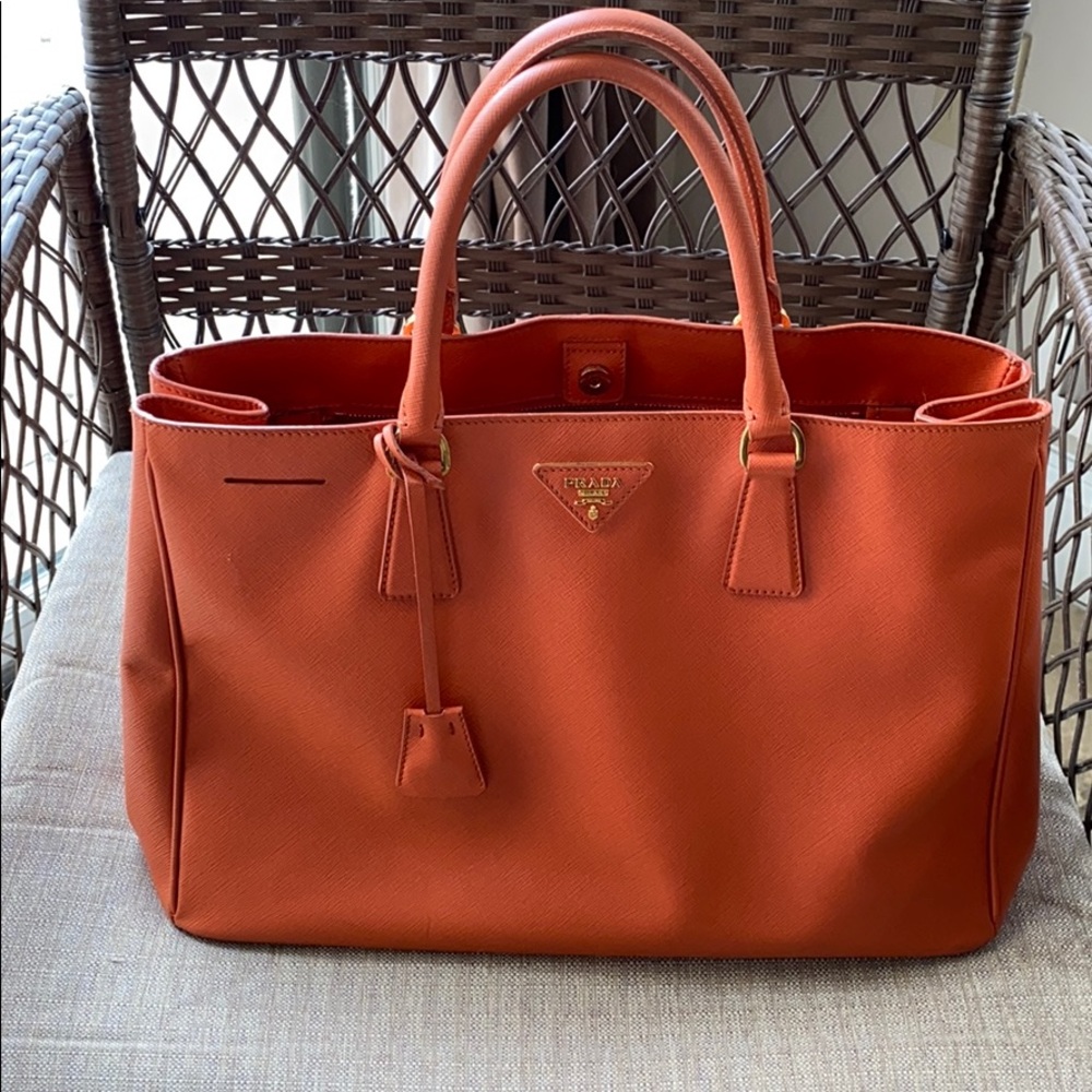 Authentic Orange Prada with Saffiano leather
